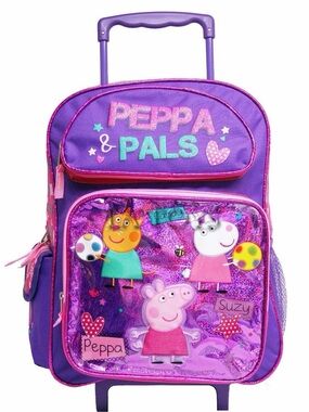 Peppa Pig & Pals 16" inches Rolling Backpack NEW for Girls Licensed Product
